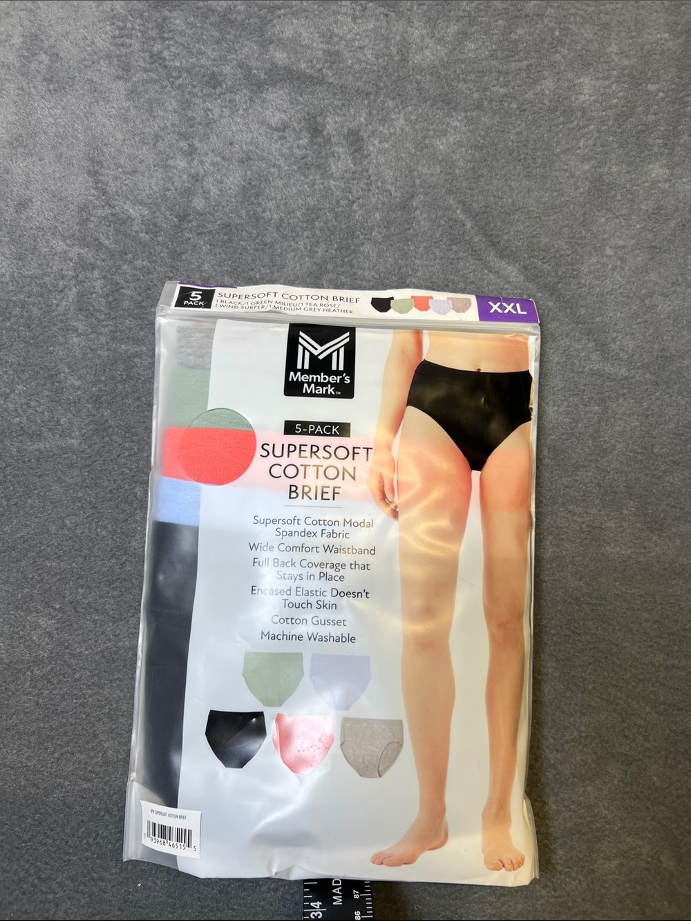 Supersoft Cotton Briefs - 5 Pack (Black, Pink, Gray, Blue, Green) - XXL